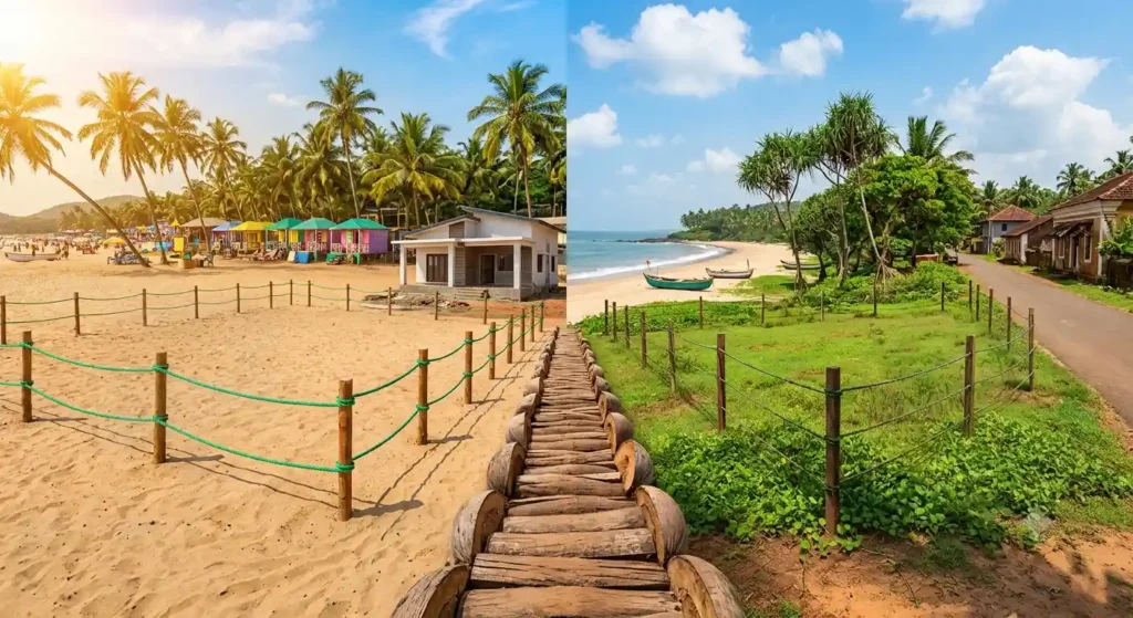 North Goa vs South Goa plots compared: aerial view of coastal land and open plots